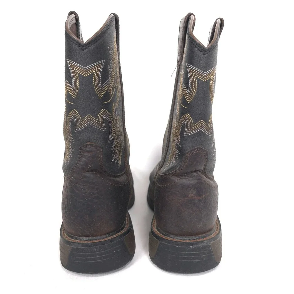 ARIAT Kids US5 Brown Leather Square Toe Western Cowboys Boots 10021452